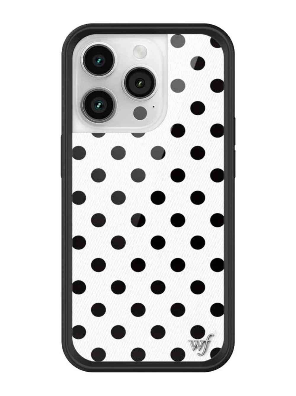 iphone 14 pro wildflower white & black polka dot case